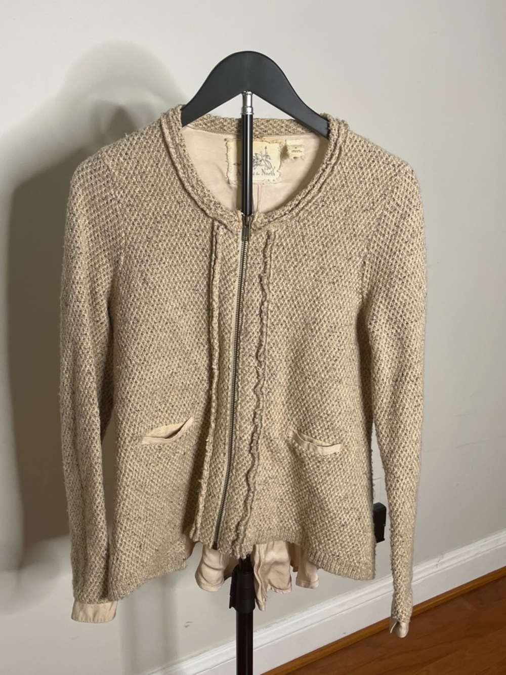 Angel Of The North Cream Knit Zip Cardigan
